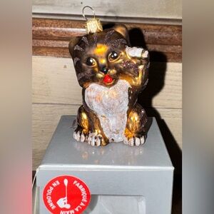 Super Cute 🥰 Handcrafted Blown Glass Cat 🐈 Ornament made in Poland